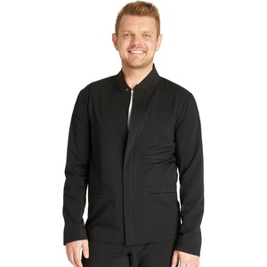 Cherokee Atmos Scrub Jacket for Men Zip Front Stand Up Collar 3 Pockets(Black)