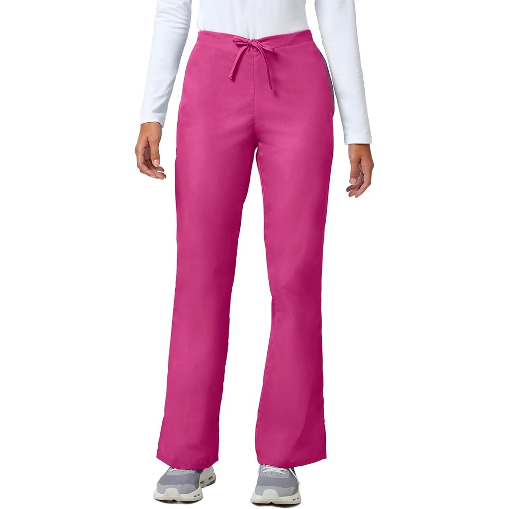 image:imageCherokee WW Originals Scrub Pants for Women Flare Leg 3 PocketsShocking Pink