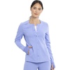 Cherokee Euphoria Women Warm Up Scrubs Jacket Snap Front 4 Pockets(Ciel Blue)