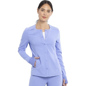 Cherokee Euphoria Women Warm Up Scrubs Jacket Snap Front 4 Pockets(Ciel Blue)