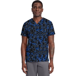 Cherokee Genuine Men and Women V-Neck Printed Top 4 Pockets(Dabbling in Paint)