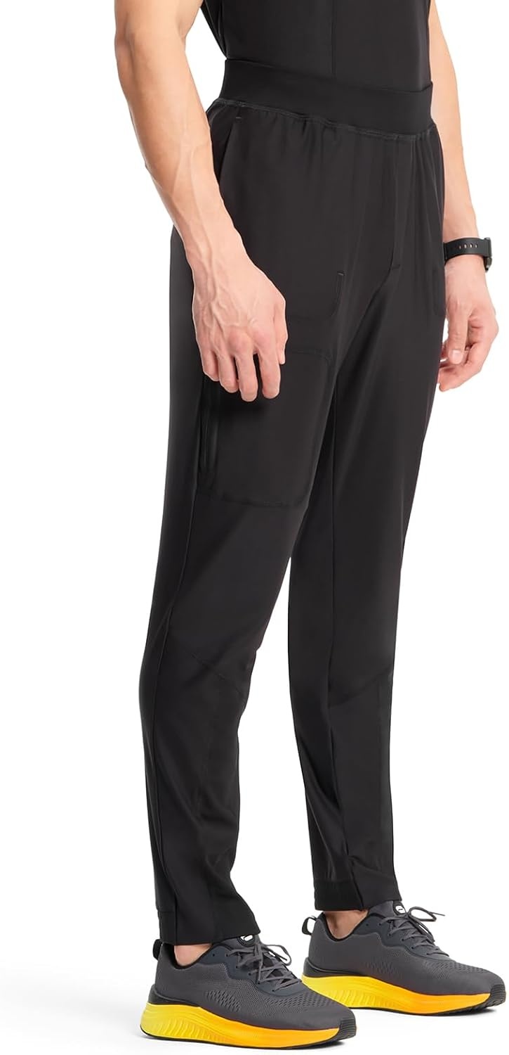 image:imageCherokee Kinetic Mens Jogger Scrub Pants Natural Rise Scrubs 4 PocketsBlack