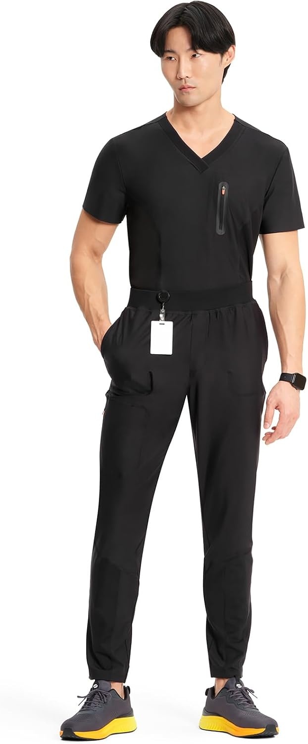 image:imageCherokee Kinetic Mens Jogger Scrub Pants Natural Rise Scrubs 4 PocketsBlack