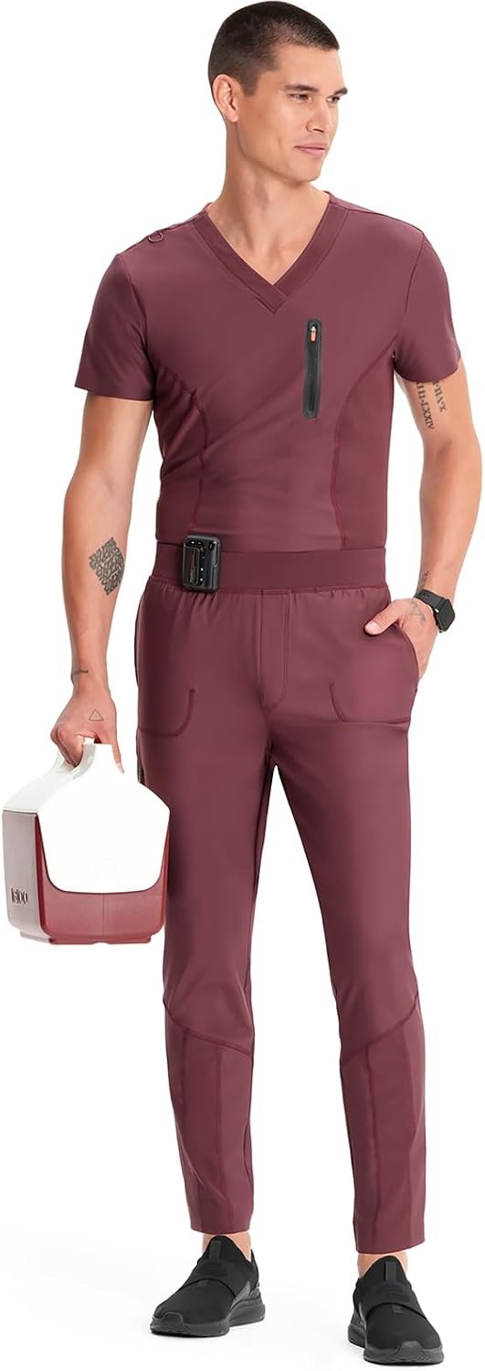 image:imageCherokee Kinetic Mens Jogger Scrub Pants Natural Rise Scrubs 4 PocketsPewter
