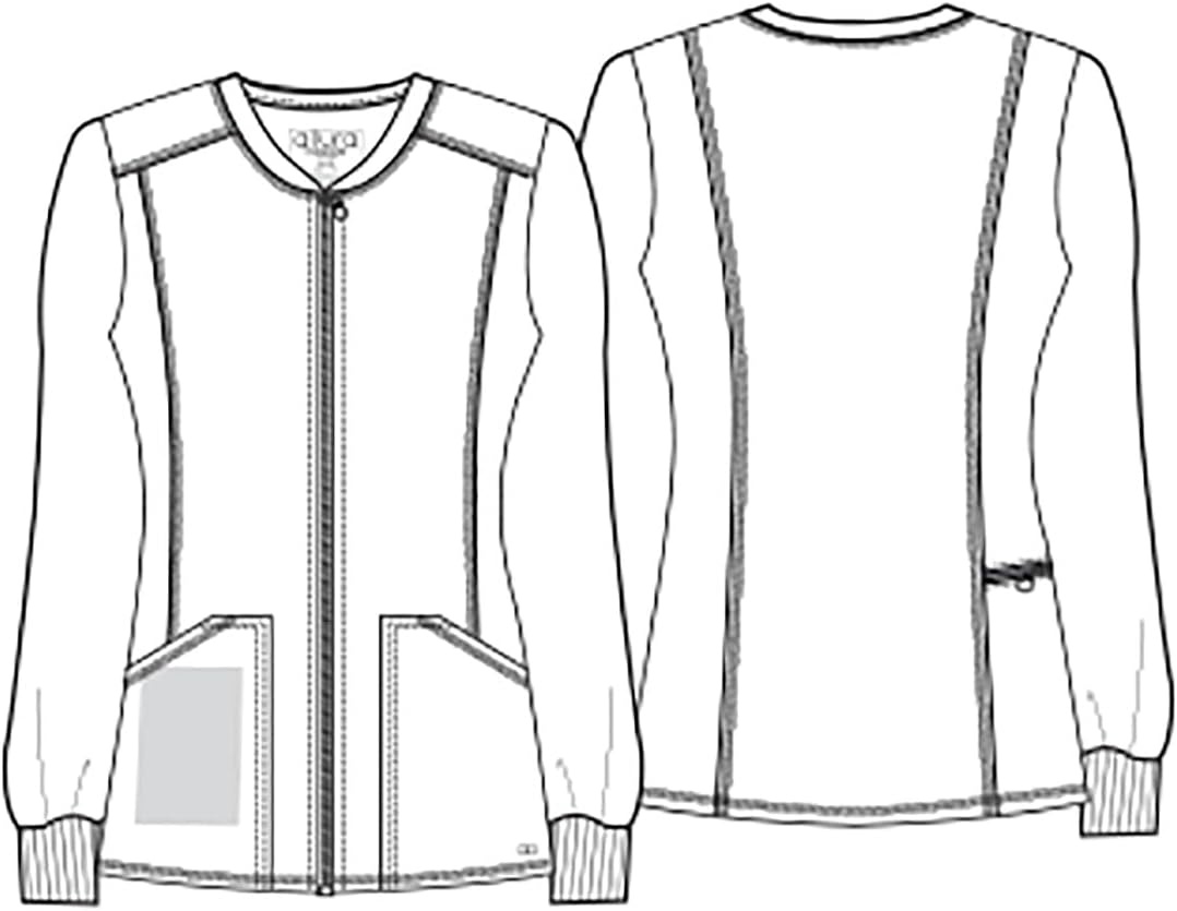 image:imageCherokee Allura Scrub Jacket for Women Zip Front 4 Pockets Tailored FitPewter