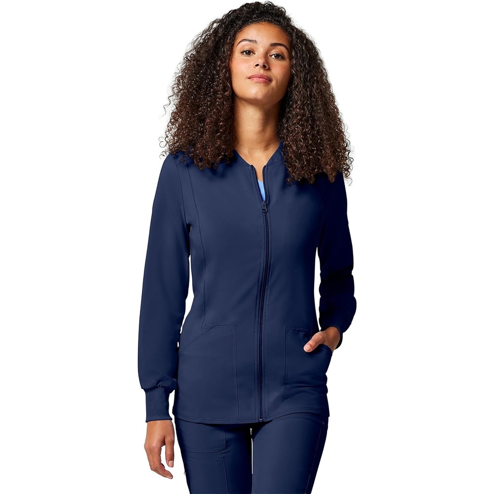 image:imageCherokee Allura Scrub Jacket for Women Zip Front 4 Pockets Tailored FitNavy