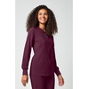 Cherokee Allura Scrub Jacket for Women Zip Front 4 Pockets Tailored Fit(Wine)