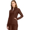 Cherokee in Kinetic Womens Scrub Jacket Zip Front 2 Pockets Layering Shirt(Espresso Express)