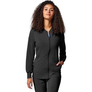 Cherokee Allura Scrub Jacket for Women Zip Front 4 Pockets Tailored Fit(Black)