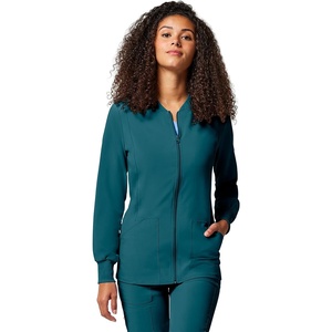 Cherokee Allura Scrub Jacket for Women Zip Front 4 Pockets Tailored Fit(Caribbean Blue)