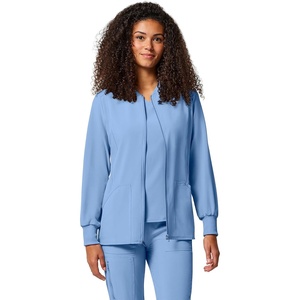 Cherokee Allura Scrub Jacket for Women Zip Front 4 Pockets Tailored Fit(Ciel Blue)