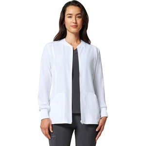 Cherokee Allura Scrub Jacket for Women Zip Front 4 Pockets Tailored Fit(White)