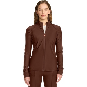 Cherokee in Kinetic Womens Scrub Jacket Zip Front 2 Pockets Layering Shirt(Espresso Express)