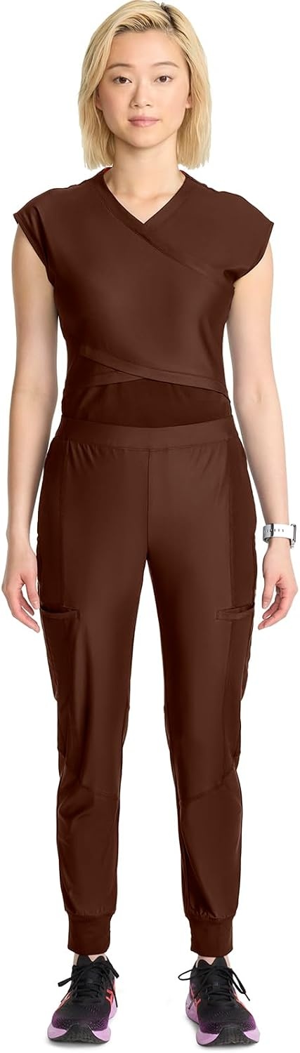 image:imageCherokee Kinetic Jogger Scrub Pants for Women Mid Rise Bottom 5 PocketsEspresso Express