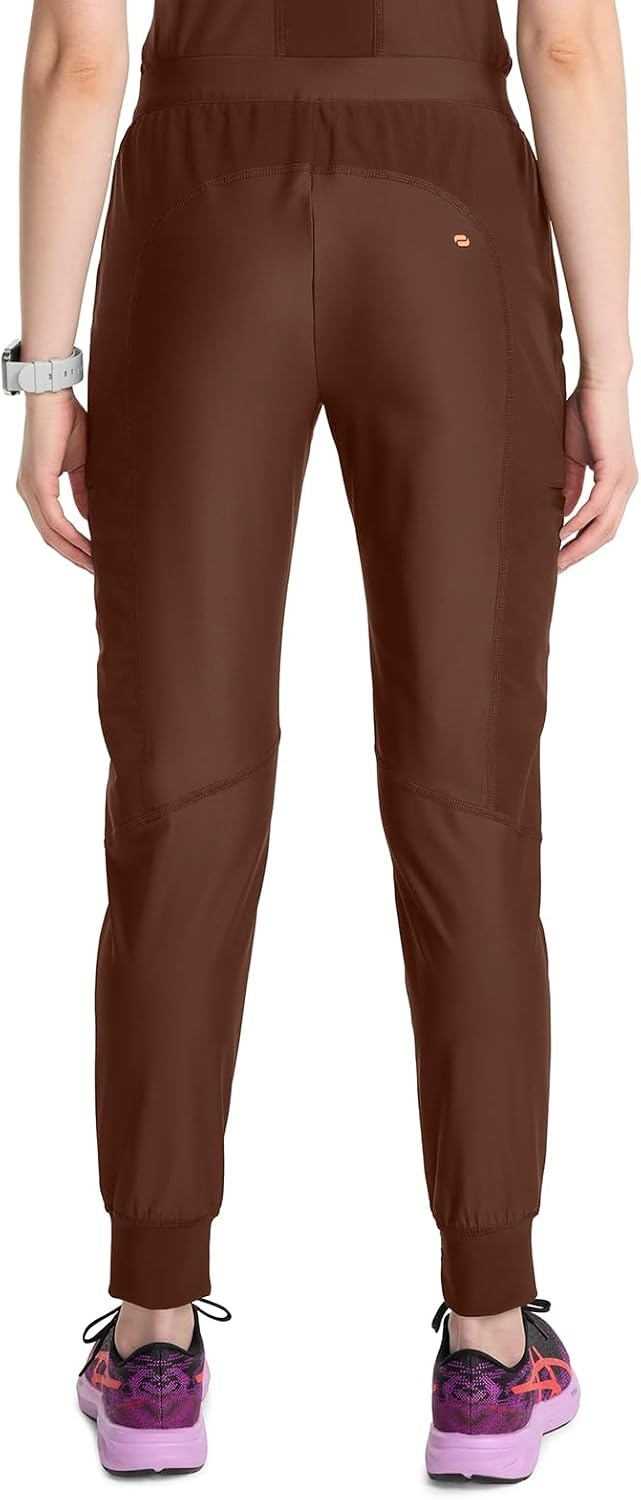 image:imageCherokee Kinetic Jogger Scrub Pants for Women Mid Rise Bottom 5 PocketsEspresso Express