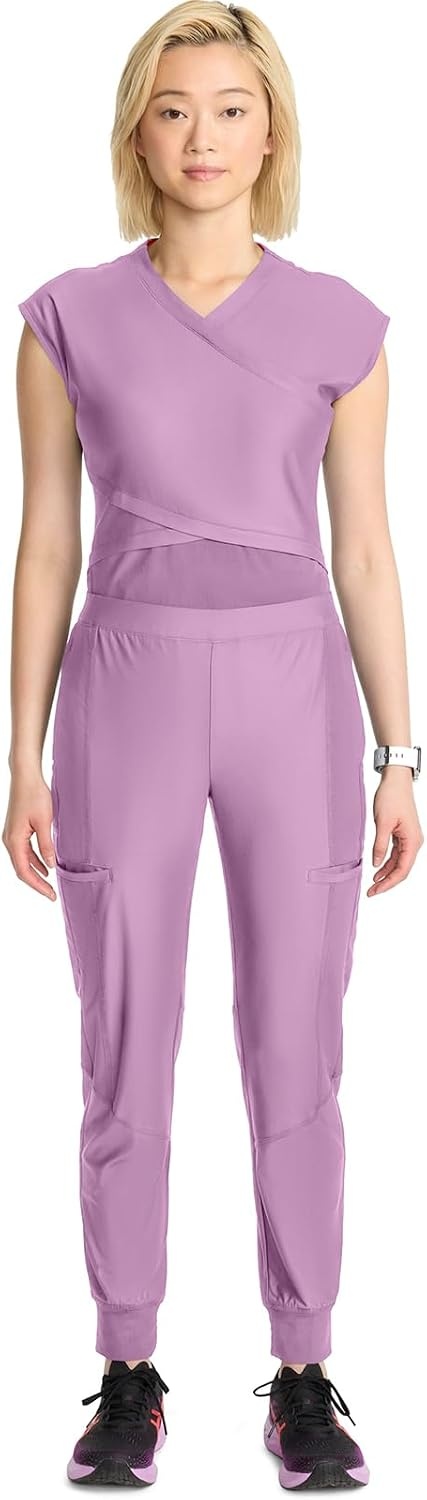 image:imageCherokee Kinetic Jogger Scrub Pants for Women Mid Rise Bottom 5 PocketsLivewire Lilac