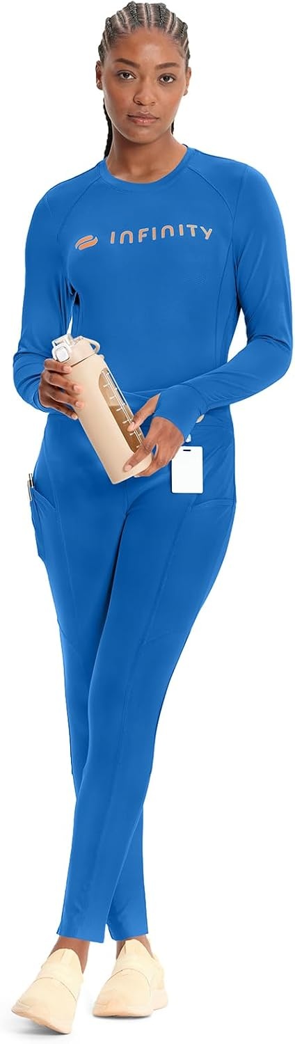 image:imageCherokee Kinetic Womens Scrub Leggings Natural Rise 3 Pockets Soft StretchRoyal