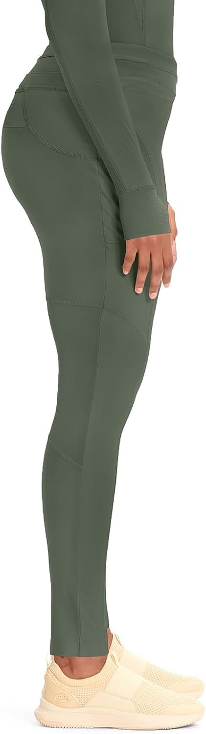 image:imageCherokee Kinetic Womens Scrub Leggings Natural Rise 3 Pockets Soft StretchSap Green