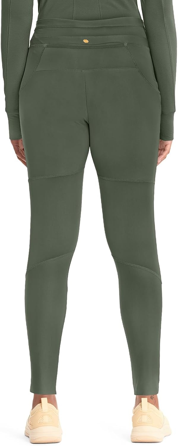 image:imageCherokee Kinetic Womens Scrub Leggings Natural Rise 3 Pockets Soft StretchSap Green