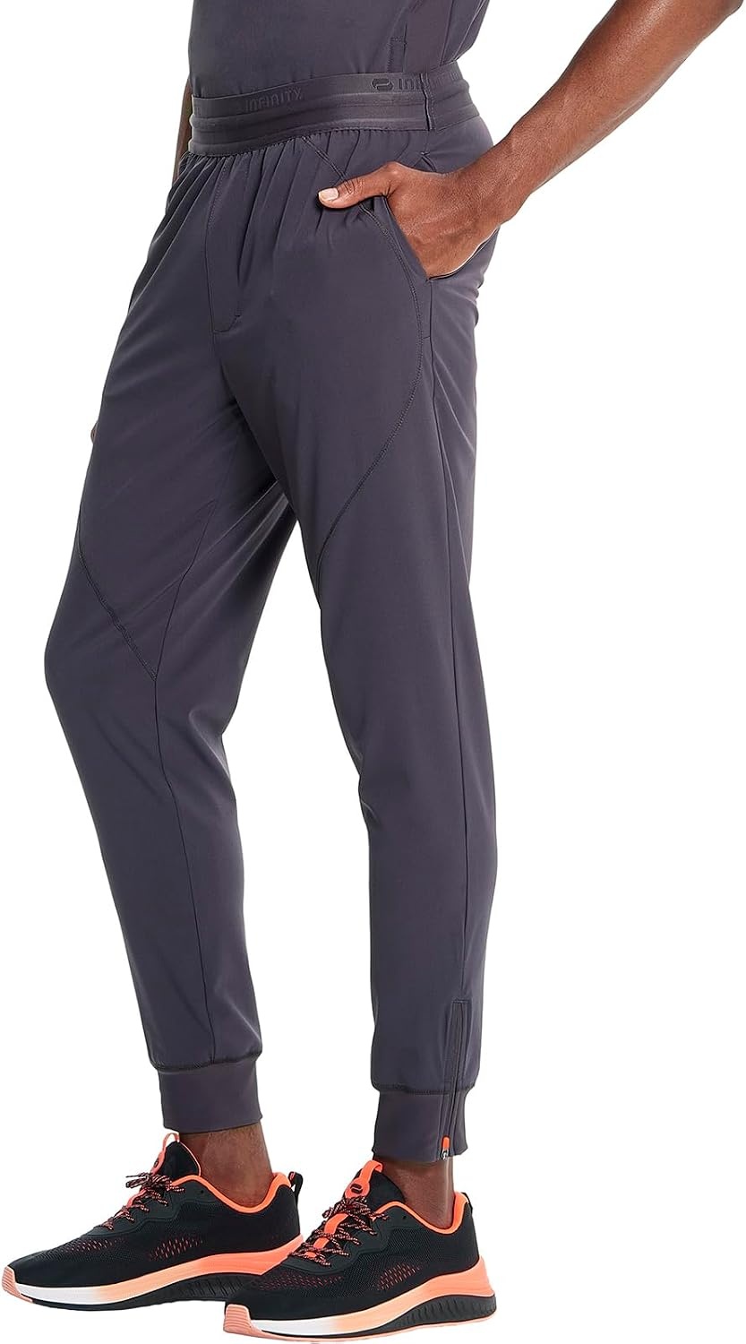 image:imageCherokee Infinity Mens Mid Rise Jogger Scrub Pants with 4 PocketsPewter