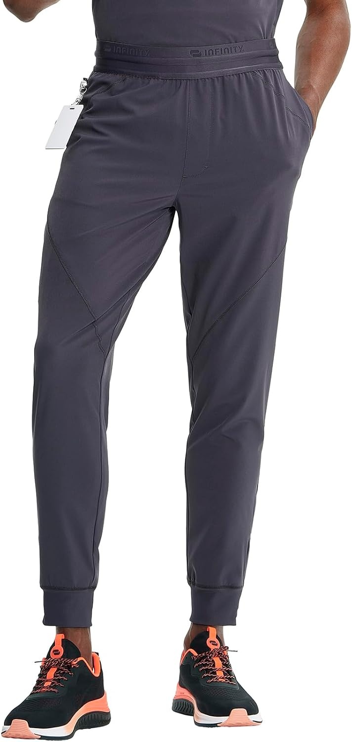 image:imageCherokee Infinity Mens Mid Rise Jogger Scrub Pants with 4 PocketsPewter