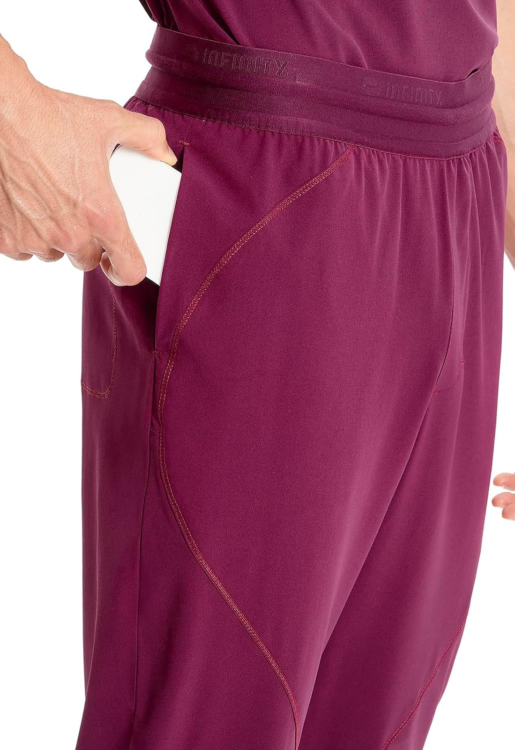 image:imageCherokee Infinity Mens Mid Rise Jogger Scrub Pants with 4 PocketsWine