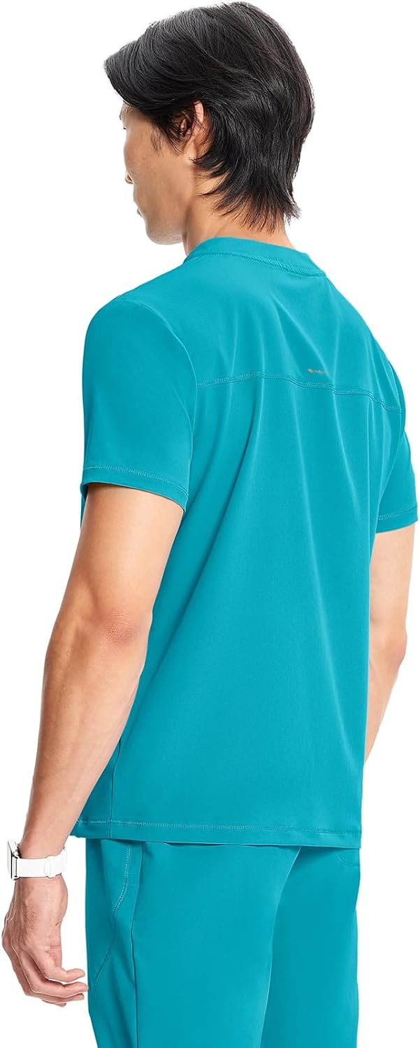 image:imageCherokee Infinity Mens Scrubs Top V Neck Partial Zip with 2 PocketsAquaturque