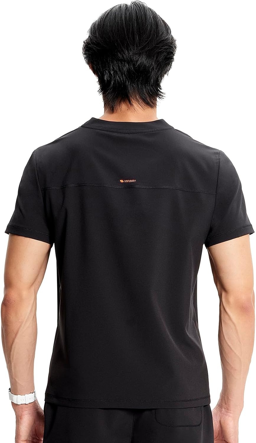 image:imageCherokee Infinity Mens Scrubs Top V Neck Partial Zip with 2 PocketsBlack