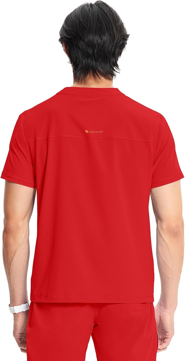 image:imageCherokee Infinity Mens Scrubs Top V Neck Partial Zip with 2 PocketsFire Bird
