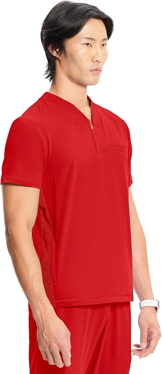 image:imageCherokee Infinity Mens Scrubs Top V Neck Partial Zip with 2 PocketsFire Bird