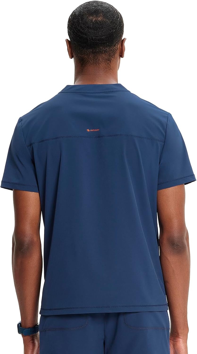 image:imageCherokee Infinity Mens Scrubs Top V Neck Partial Zip with 2 PocketsNavy