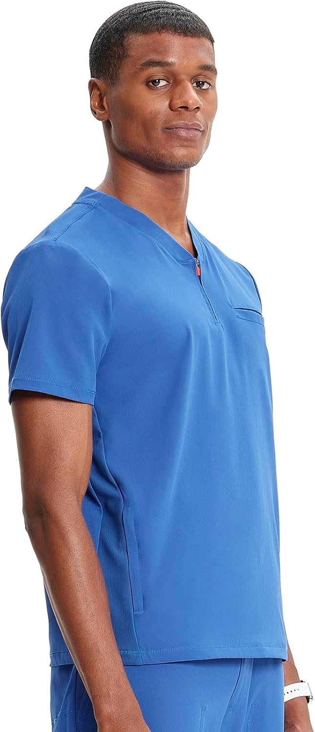 image:imageCherokee Infinity Mens Scrubs Top V Neck Partial Zip with 2 PocketsRoyal