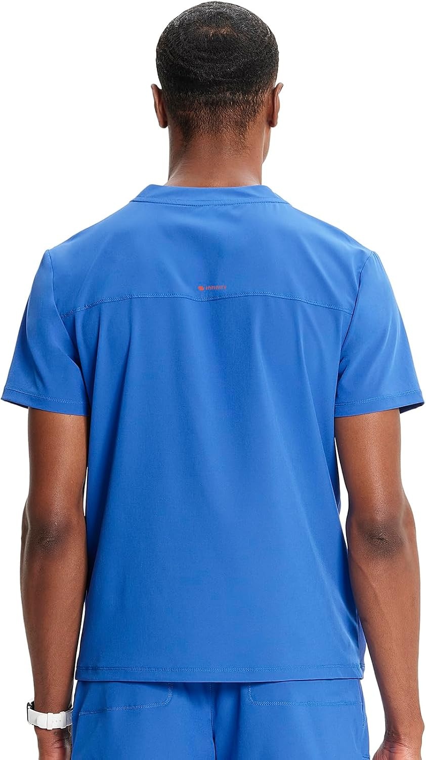 image:imageCherokee Infinity Mens Scrubs Top V Neck Partial Zip with 2 PocketsRoyal