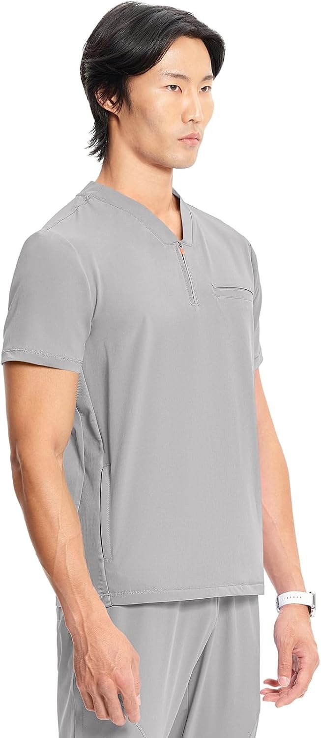 image:imageCherokee Infinity Mens Scrubs Top V Neck Partial Zip with 2 PocketsVapor
