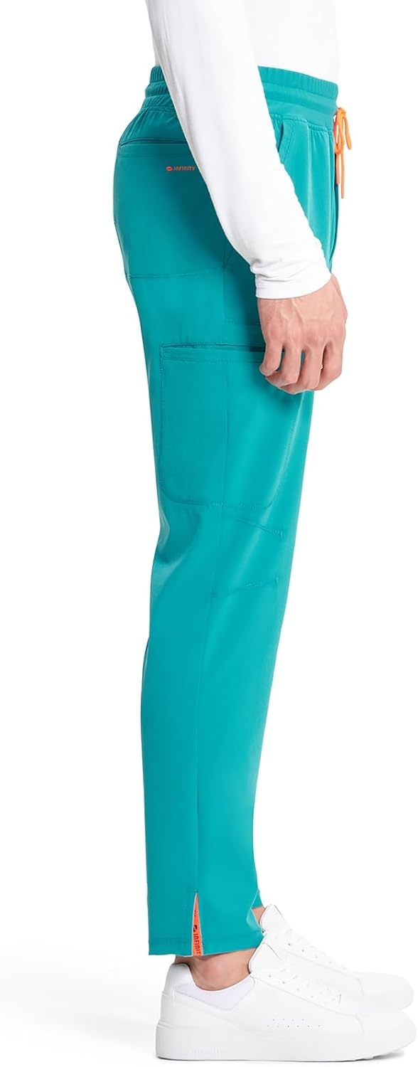 image:imageCherokee Infinity Straight Leg Mens Scrub Pants Zip Fly 6 PocketsTeal Blue