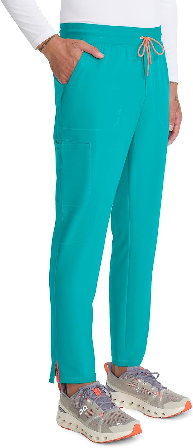 image:imageCherokee Infinity Straight Leg Mens Scrub Pants Zip Fly 6 PocketsTeal Blue