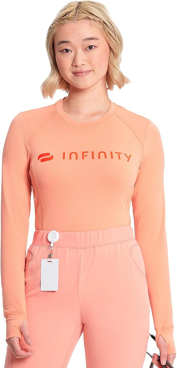 image:imageCherokee Infinity Womens Long Sleeve Underscrub Top Thumbhole CuffsElectric Coral