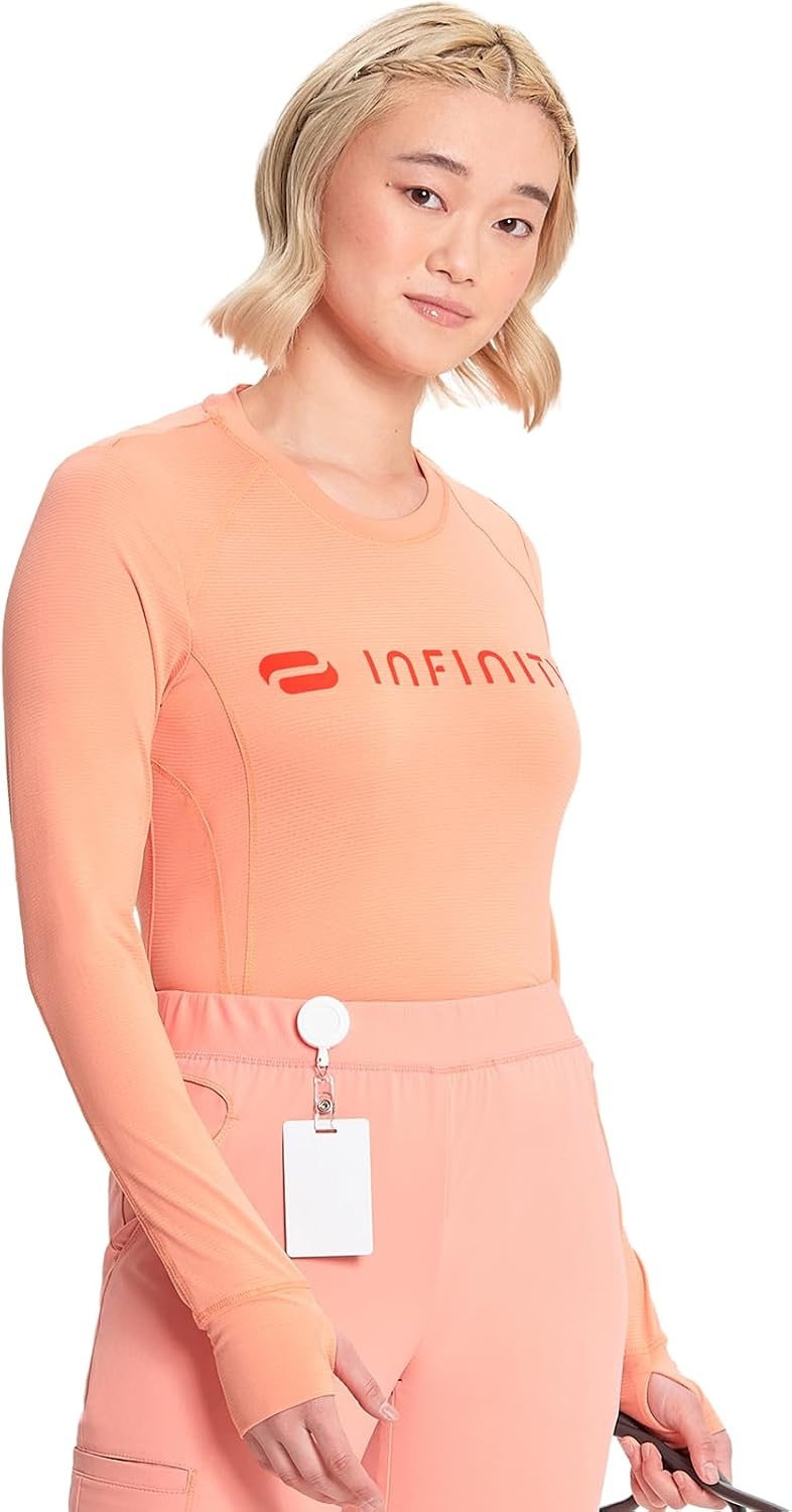 image:imageCherokee Infinity Womens Long Sleeve Underscrub Top Thumbhole CuffsElectric Coral