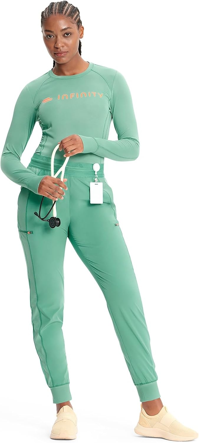 image:imageCherokee Infinity Womens Long Sleeve Underscrub Top Thumbhole CuffsMatcha Latte