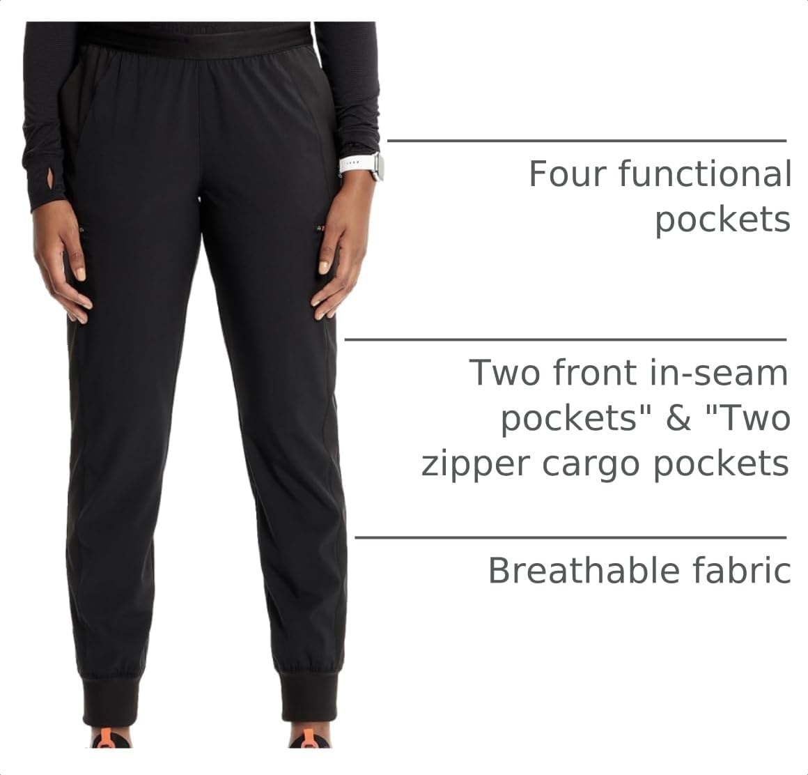 image:imageCherokee Infinity Womens PullOn Scrub Jogger Pants Mid Rise BottomsBlack