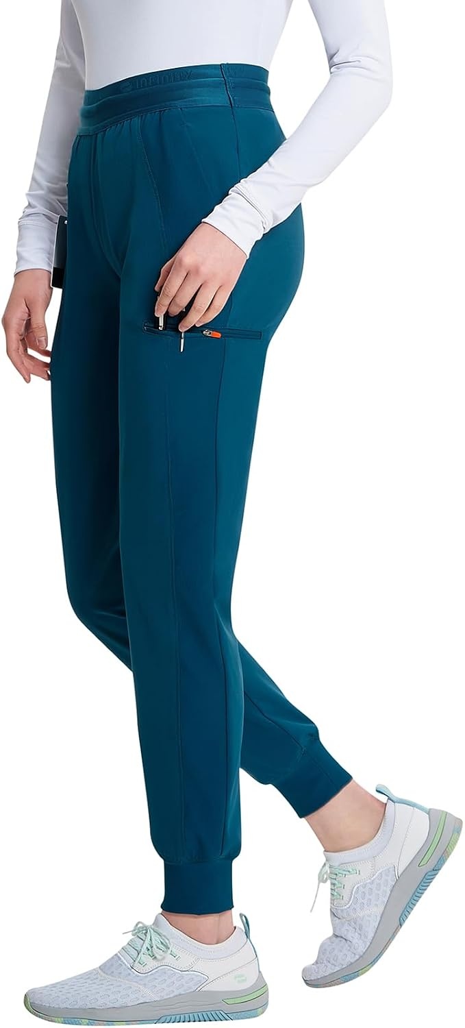 image:imageCherokee Infinity Womens PullOn Scrub Jogger Pants Mid Rise BottomsCaribbean Blue