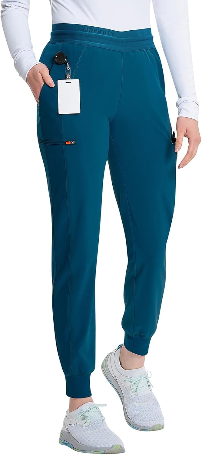 image:imageCherokee Infinity Womens PullOn Scrub Jogger Pants Mid Rise BottomsCaribbean Blue