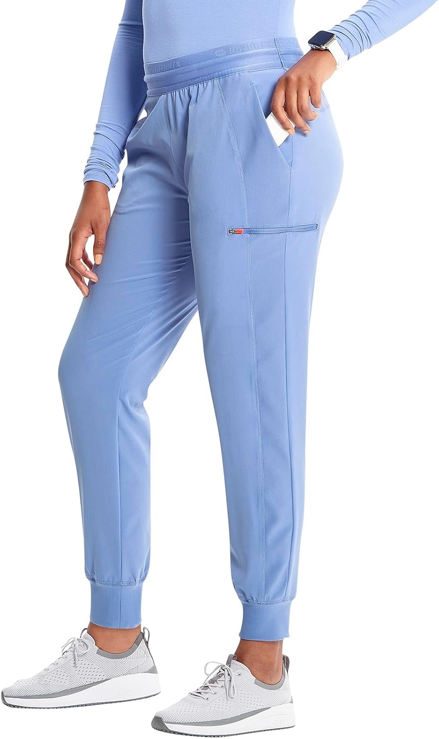 image:imageCherokee Infinity Womens PullOn Scrub Jogger Pants Mid Rise BottomsCiel