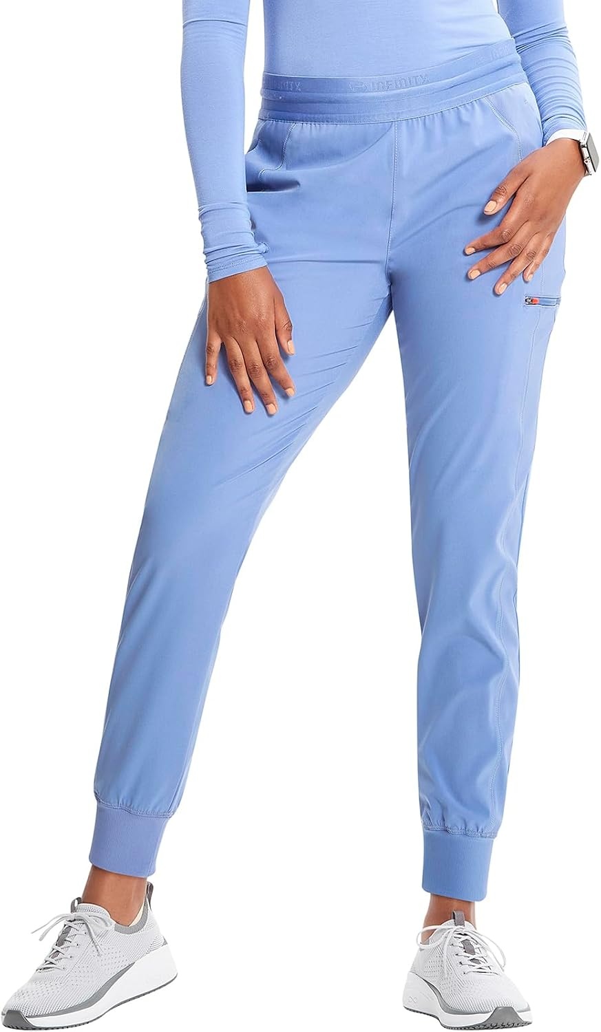 image:imageCherokee Infinity Womens PullOn Scrub Jogger Pants Mid Rise BottomsCiel