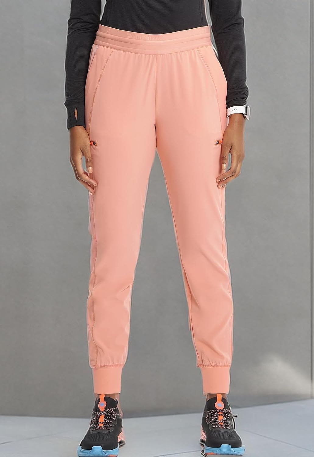 image:imageCherokee Infinity Womens PullOn Scrub Jogger Pants Mid Rise BottomsElectric Coral