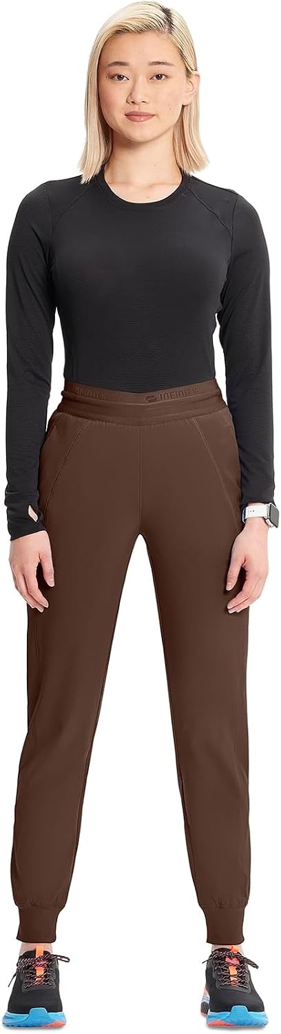 image:imageCherokee Infinity Womens PullOn Scrub Jogger Pants Mid Rise BottomsEspresso Express