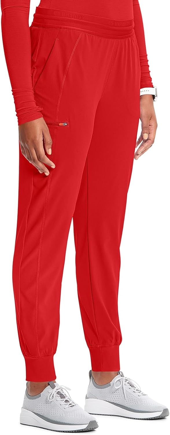 image:imageCherokee Infinity Womens PullOn Scrub Jogger Pants Mid Rise BottomsFire Bird