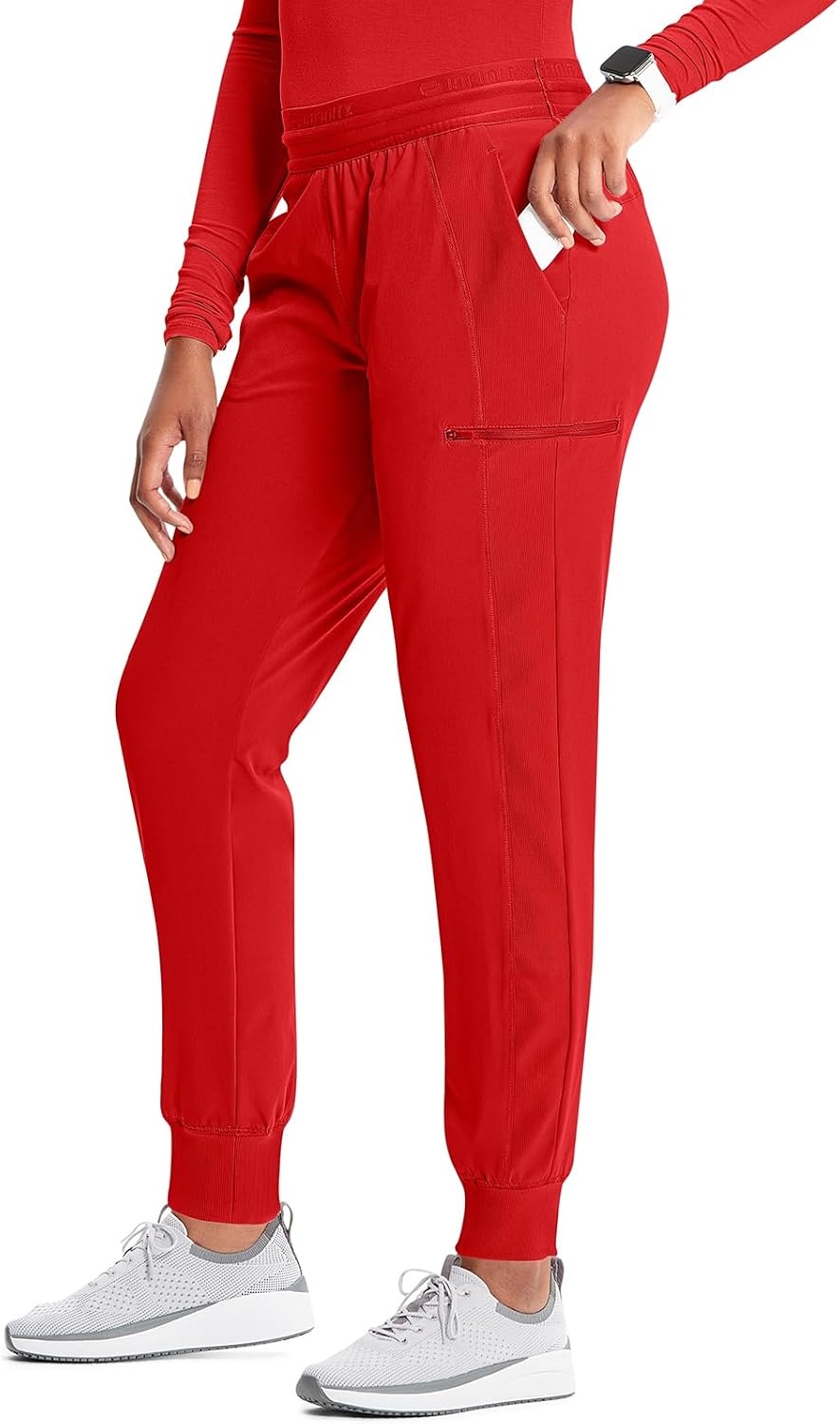image:imageCherokee Infinity Womens PullOn Scrub Jogger Pants Mid Rise BottomsFire Bird