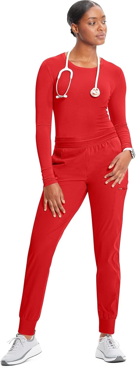 image:imageCherokee Infinity Womens PullOn Scrub Jogger Pants Mid Rise BottomsFire Bird