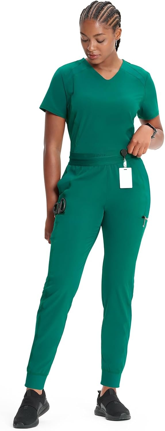 image:imageCherokee Infinity Womens PullOn Scrub Jogger Pants Mid Rise BottomsHunter